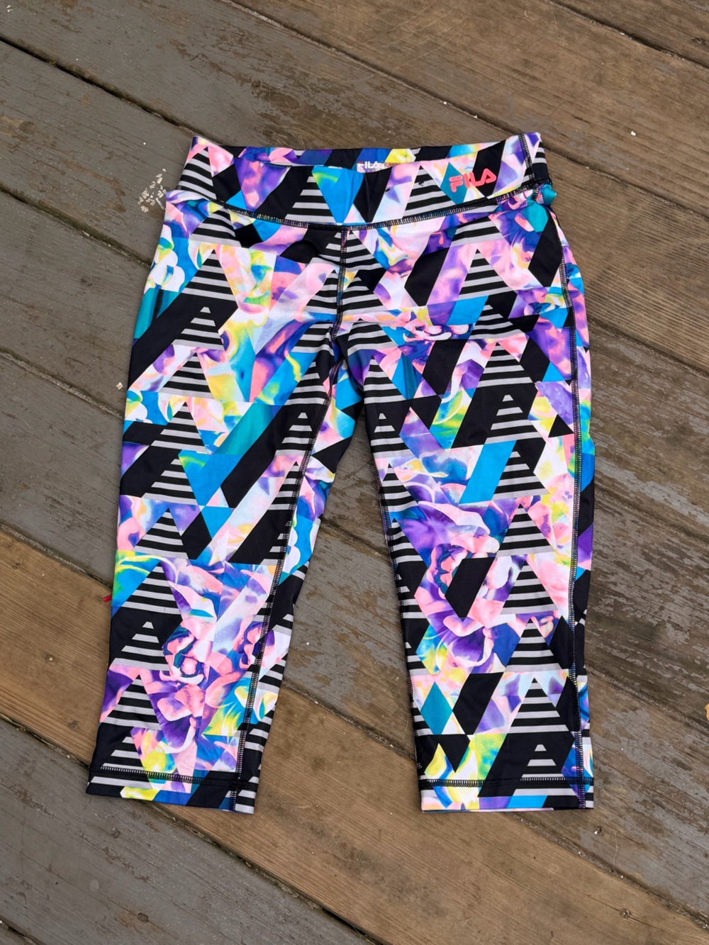 Fila Sport Multicolor Geo Floral Running Leggings in Black, Blue, Purple, Pink